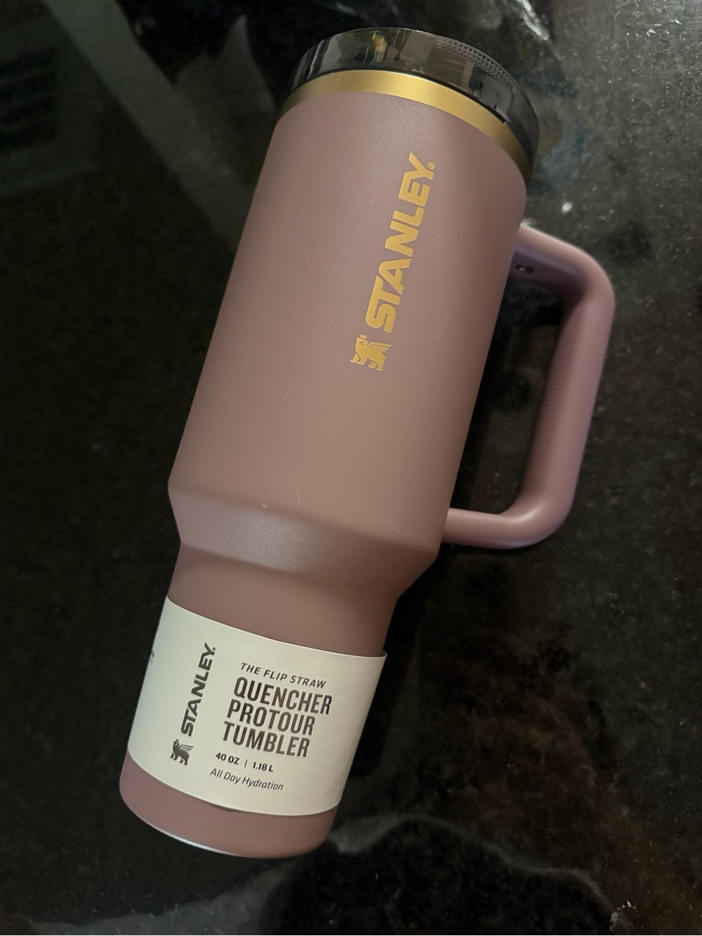 Stanley Mauve Insulated Handle Tumbler with Gold Logo